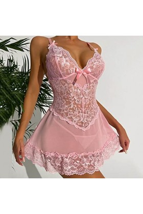 Lingerie Erothique Sexy Sexy Mini Short Sissy Érotique Dos Nu Erothique Ensemble Col en V Profond Chemise Transparente Slutty