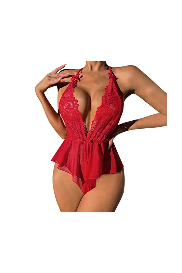 Nuisette Sexy Femme Transparent Womens Holiday Party Love Hot Diamond Sexy Costume Fashion évidé Splicing Sexy Underwear Nuis