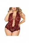 liaddkv Ensemble de lingerie 2 pièces pour femme, soutien-gorge à lanières et sous-vêtements, rouge, XXL
