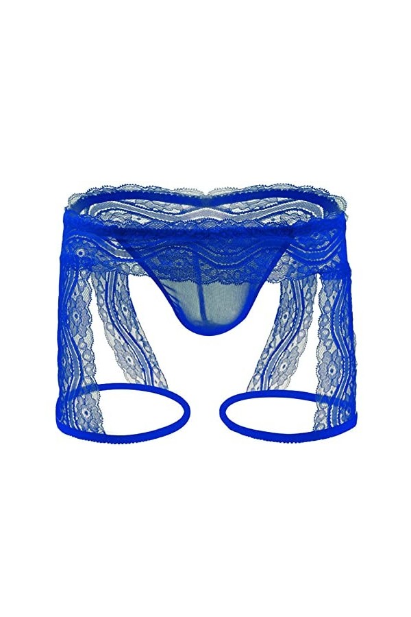 liaddkv Ensemble lingerie sexy pour adulte avec jarretière, bleu foncé, L