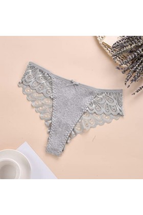 sous-vêtements String Un Ensemble Couleurs Optiont Lingerie Fleurs Creuses Côtés Culotte String Dentelle Culottes Grey, XL 