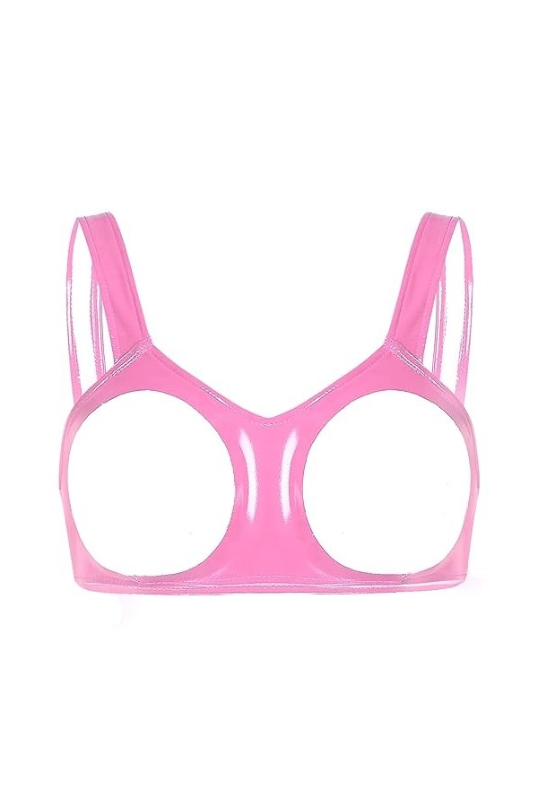 YUUMIN Femme Soutien-Gorge Sexy Sein Nu Redresse-Sein Lingerie Érotique Cuir Bra Push Up Halter Neck Brassière sous Vêtement 