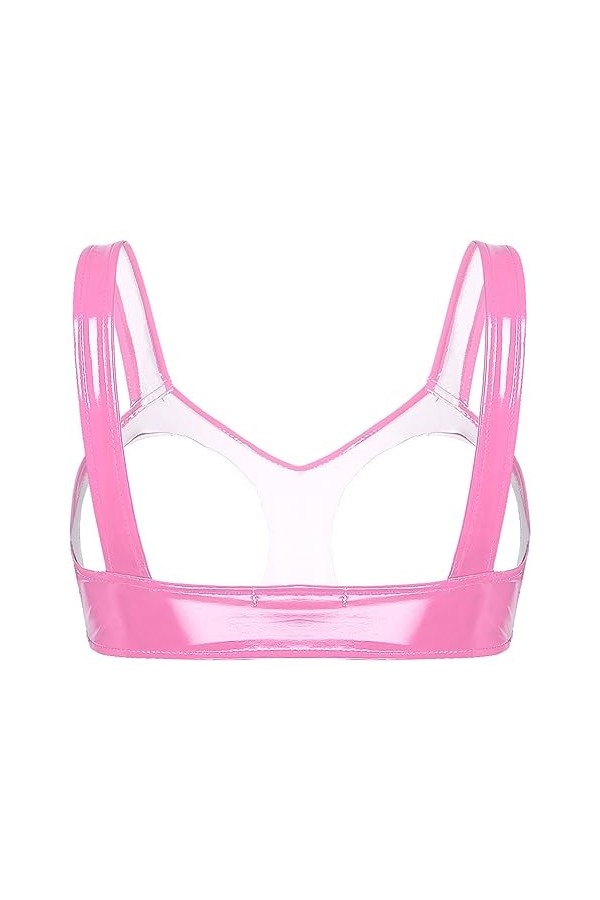 YUUMIN Femme Soutien-Gorge Sexy Sein Nu Redresse-Sein Lingerie Érotique Cuir Bra Push Up Halter Neck Brassière sous Vêtement 