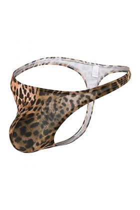 DGKaxiyaHM sous-vêtement en String à Poche léopard pour Homme String Sexy à Dos en T Convexe à Taille Basse Culotte de Bikini