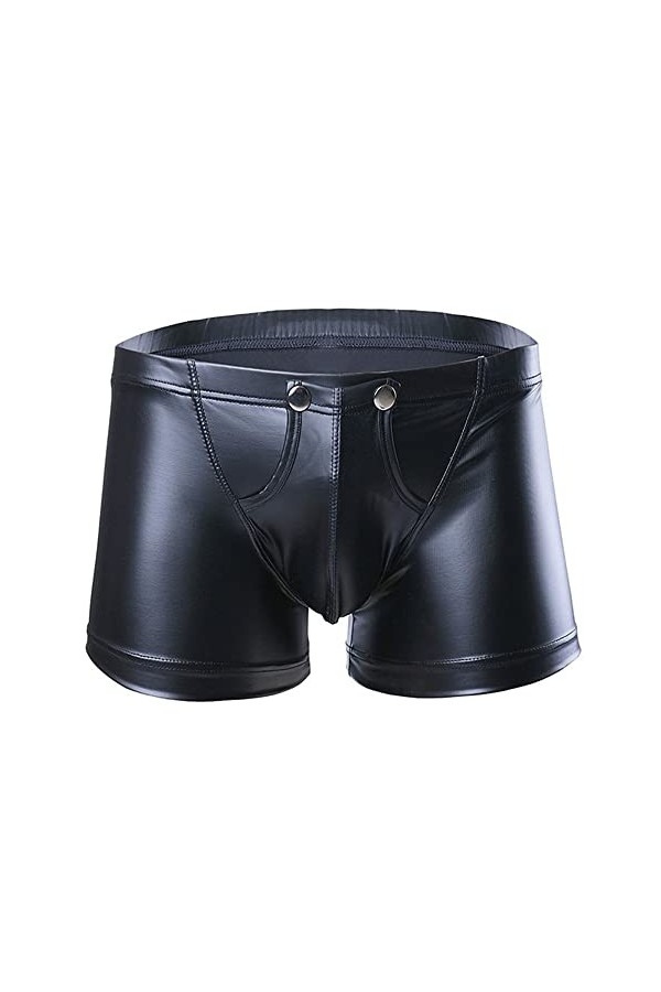 JEShifangjiusu sous-VêTements à Boutons DéTachables en Simili-Cuir pour Hommes CaleçOn Sexy à Poche en U Boxer éRotique Exten