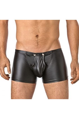 JEShifangjiusu sous-VêTements à Boutons DéTachables en Simili-Cuir pour Hommes CaleçOn Sexy à Poche en U Boxer éRotique Exten