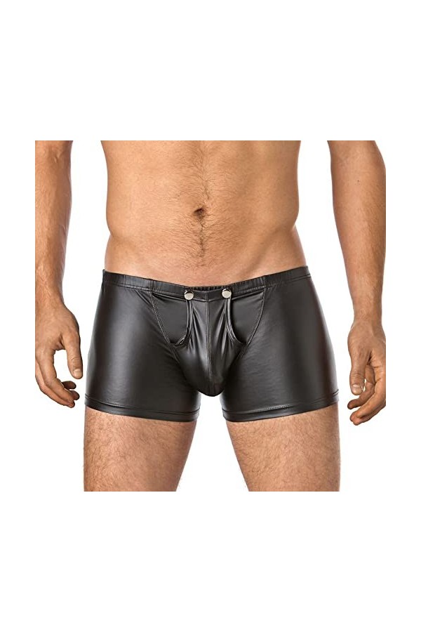 JEShifangjiusu sous-VêTements à Boutons DéTachables en Simili-Cuir pour Hommes CaleçOn Sexy à Poche en U Boxer éRotique Exten