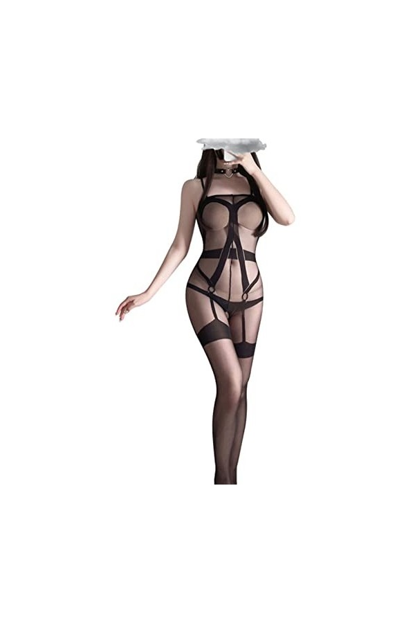 Bandage Sexy pour Femmes Lingerie Attachez Le Costume De lentrejambe en Maille en Maille Voir à Travers Le Body à Suspense C