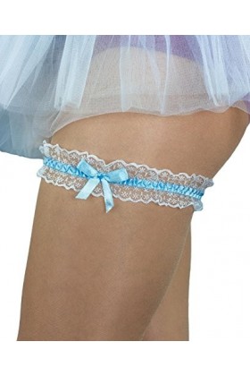 &nbsp;Jarretière de mariée blanche avec ruban bleu Oblique-Unique®.