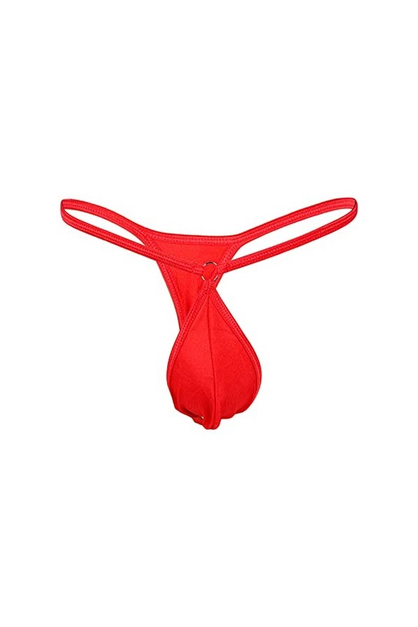 DGKaxiyaHM String Homme Sexy Pouch U Convex Thong sous-Vêtements Anneau en métal de Couleur Unie Ceinture T-Back Strings Ling