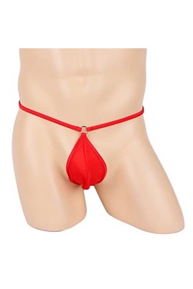 DGKaxiyaHM String Homme Sexy Pouch U Convex Thong sous-Vêtements Anneau en métal de Couleur Unie Ceinture T-Back Strings Ling