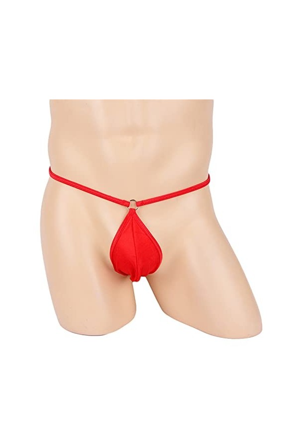 DGKaxiyaHM String Homme Sexy Pouch U Convex Thong sous-Vêtements Anneau en métal de Couleur Unie Ceinture T-Back Strings Ling