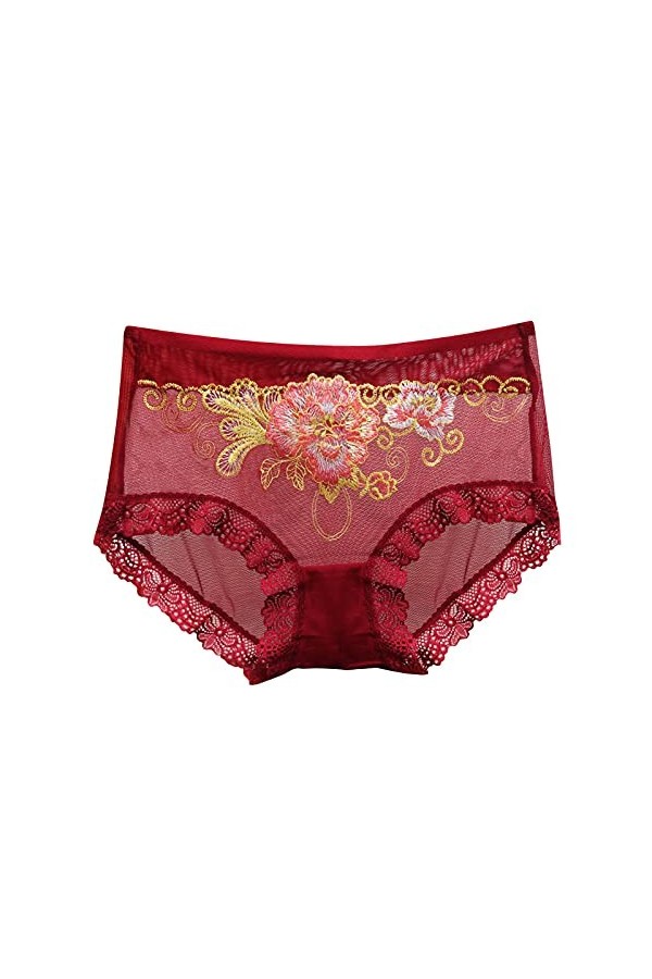 liaddkv Culotte Culotte Femme Slip Taille Moyenne Sexy Dentelle Sous-vêtements Sexy Lingerie avec Perles, marron, L
