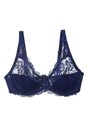 CUTeFiorino Ensemble de lingerie sexy soutien-gorge transparent ultra mince et respirant pour femme en toile, bleu, 120D
