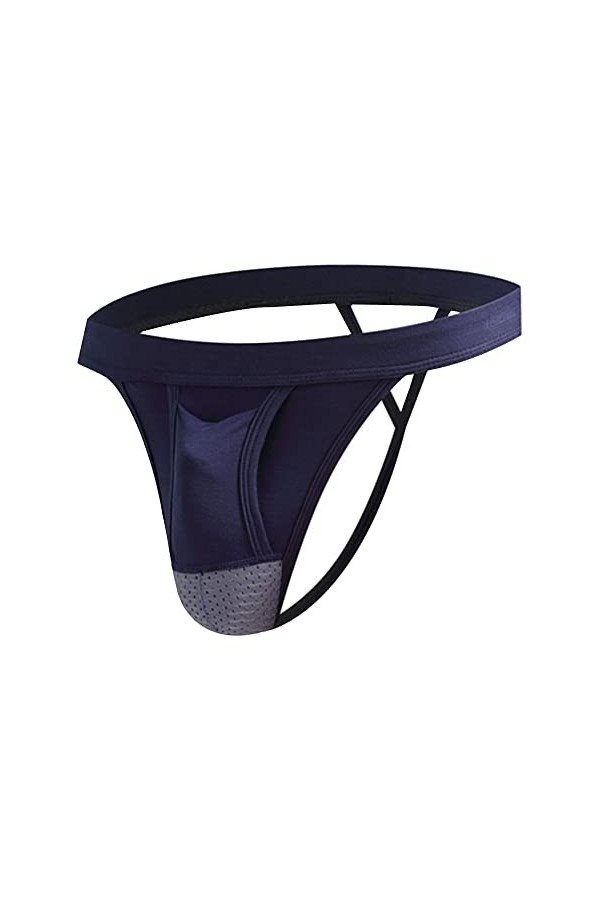 JEShifangjiusu sous-VêTements en Maille U Convex pour Hommes String Sexy en Modal Culotte Basse Respirante G String Bleu 1PC
