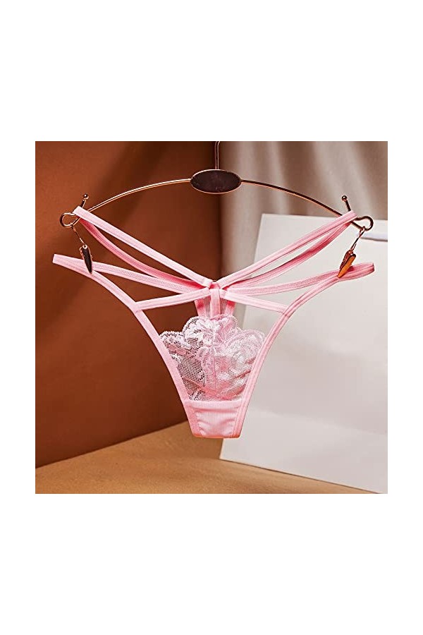 Générique Culottes Pantalons Femmes Sexy Briefs Thong Dentelle Dames Thong sous-vêtements Sexy Costume Pink, One Size 