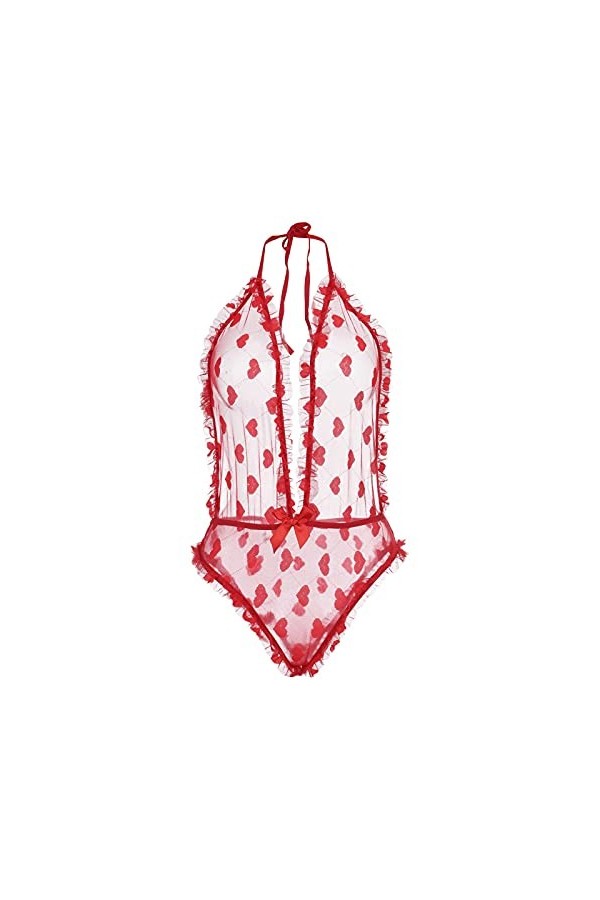 LOPILY Lingerie léopard en polyester pour fille, Rouge, XL