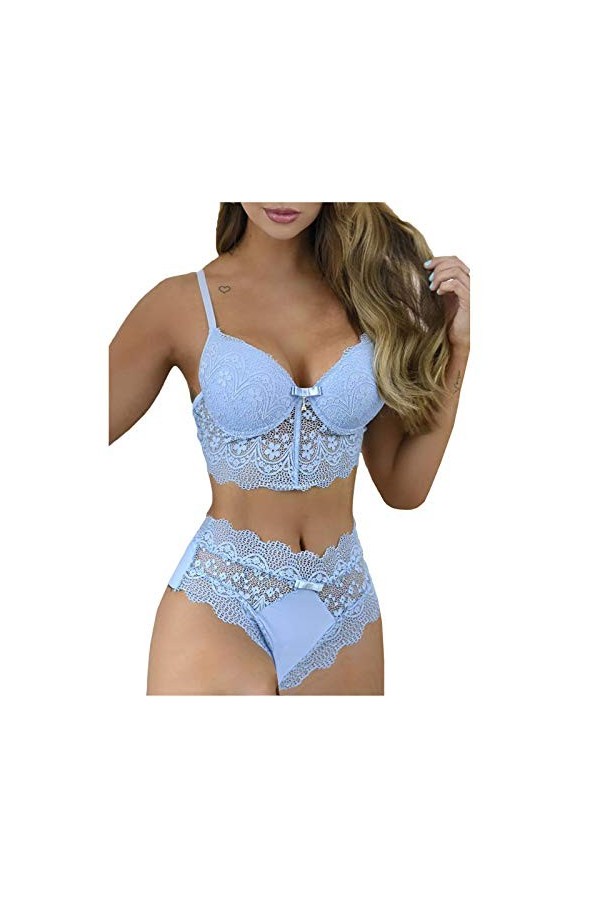 2023 Nouvel An - Style dentelle pour femmes - Ensemble pyjama sexy avec nœud papillon - Sous-vêtements sans fil - Soutien-gor