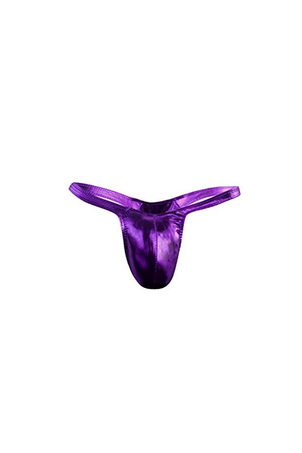 Générique Slip en Cuir Verni Confortable pour Hommes sous-vêtements Sexy pour Hommes Pack pour Homme Purple, One Size 