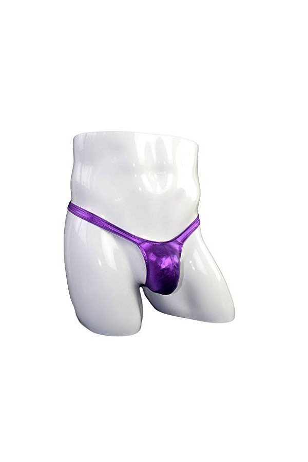 Générique Slip en Cuir Verni Confortable pour Hommes sous-vêtements Sexy pour Hommes Pack pour Homme Purple, One Size 