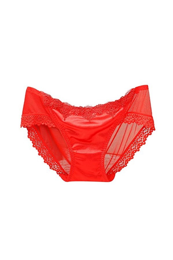 LULER Pavillon ouvert Sous-vêtements G-Jeans Culotte Sexy String Sous-vêtements Femmes Dentelle Sexy Robe Lingerie, rouge, M