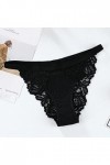 Culotte sexy en dentelle avec nœud pour femme - Taille basse - Culotte en dentelle légère pour femme, Noir , XXL