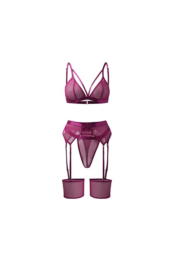 Noël 2023 – Ensemble de lingerie sexy en maille transparente avec soutien-gorge et culotte, vêtements de nuit 2 pièces, robe 