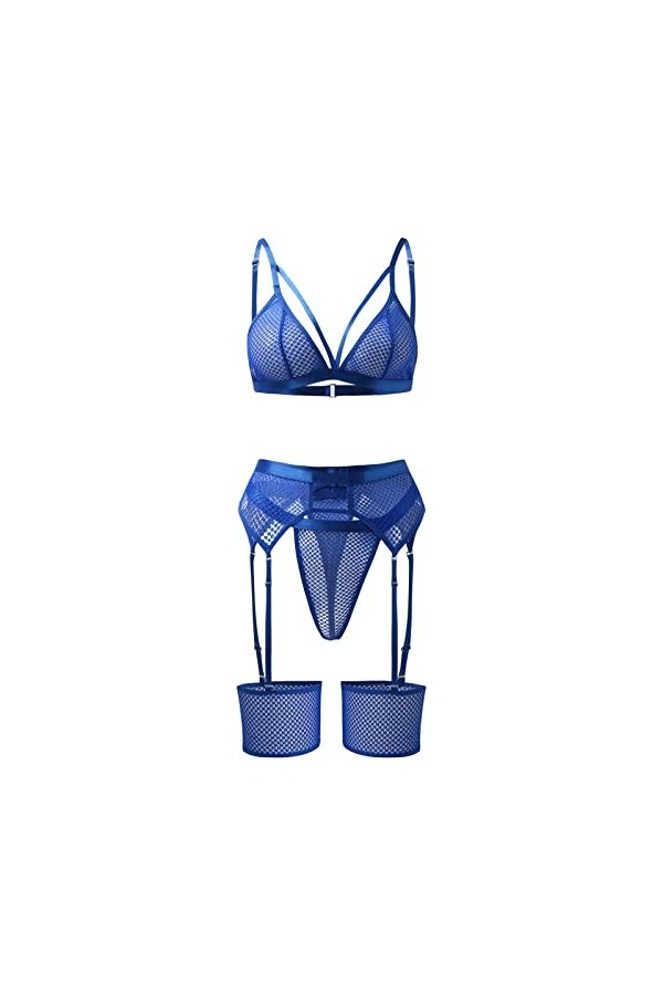 Nouveauté 2023 – Ensemble de lingerie sexy en maille transparente avec soutien-gorge et culotte, lingerie de nuit deux pièces
