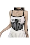 JUMISEE Bustier transparent à lacets avec chaîne en métal pour femme - - Medium