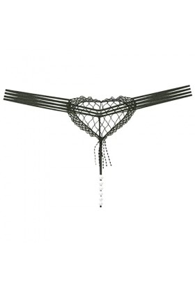 Culotte Creuse en Forme de cœur Sexy pour Femme Culotte Taille Basse Perle Sexy T Line Bustier Grande Taille Green, One Size