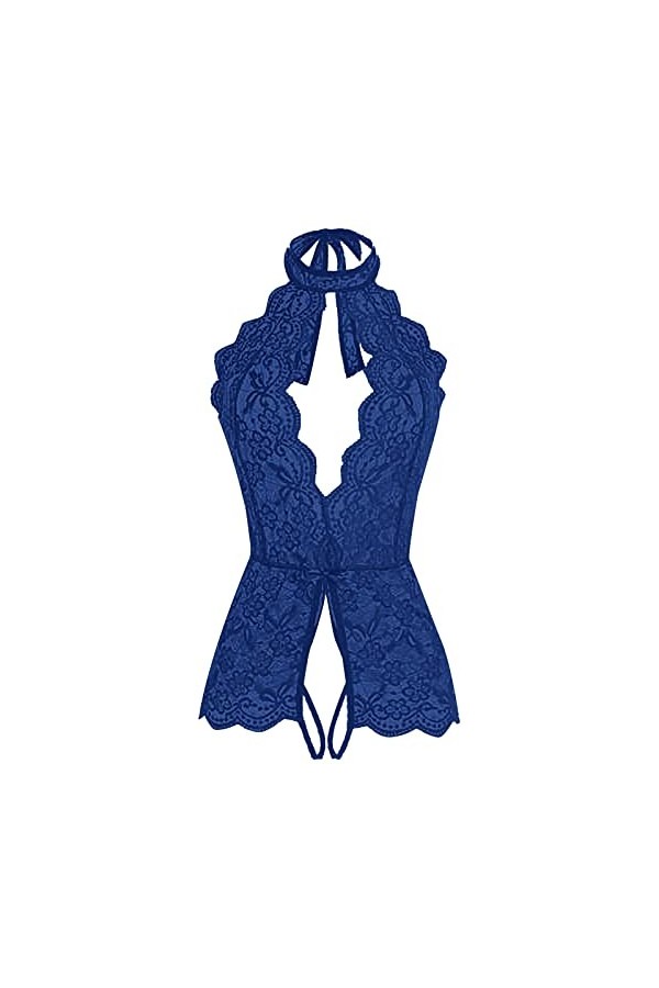 Y23-K Style 2023 Sous-vêtements sexy pour femme Dos nu en dentelle Transparent, bleu, 4XL