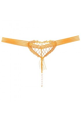 Culotte Creuse en Forme de cœur Sexy pour Femme Culotte Taille Basse Perle Sexy T Line Bustier Grande Taille Yellow, One Siz