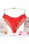 SIGOYI Culotte sexy en dentelle brodée pour femme - Taille basse - String doux et extensible - Sous-vêtements délicats - Roug