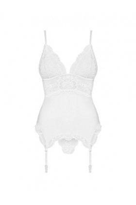 Obsessive Corset avec String Femme - Blanc - Large/X-Large
