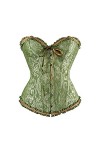 FeMereina Corset vintage pour femme - Bustier classique en acier avec dentelle et string - Marron - XXXXXXL