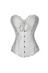 FeMereina Corset vintage pour femme - Bustier classique en acier avec dentelle et string - Marron - XXXXXXL