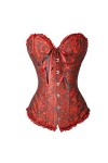 FeMereina Corset vintage pour femme - Bustier classique en acier avec dentelle et string - Marron - XXXXXXL