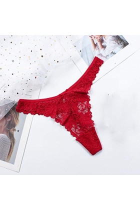 CreoQIJI Lingerie sexy pour femme - Sous-vêtements respirants - Dentelle transparente, rouge, XL