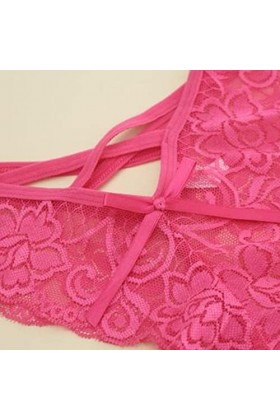 Ensemble de culottes sexy en dentelle ajourée pour femme, rose vif, XL