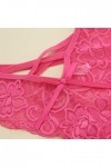 Ensemble de culottes sexy en dentelle ajourée pour femme, rose vif, XL