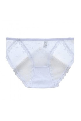 Culotte sexy en coton avec bordure en dentelle pour femme - Grande taille, blanc, XL