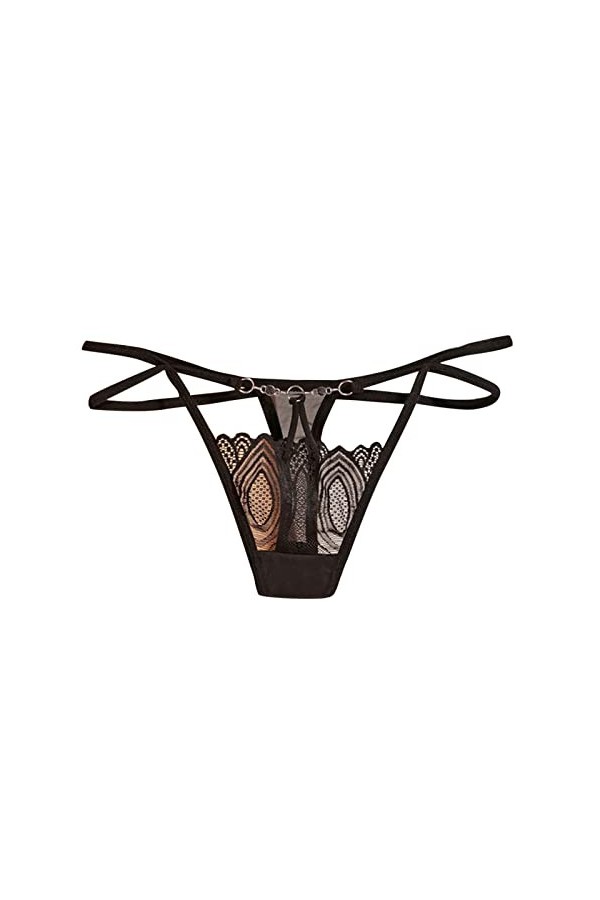 Culotte sexy en dentelle ajourée au crochet pour femme âgée, Noir , taille unique