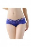 Culotte sexy en dentelle ajourée au crochet pour femme - String - Sous-vêtements pour femme - Taille haute, bleu, taille uniq