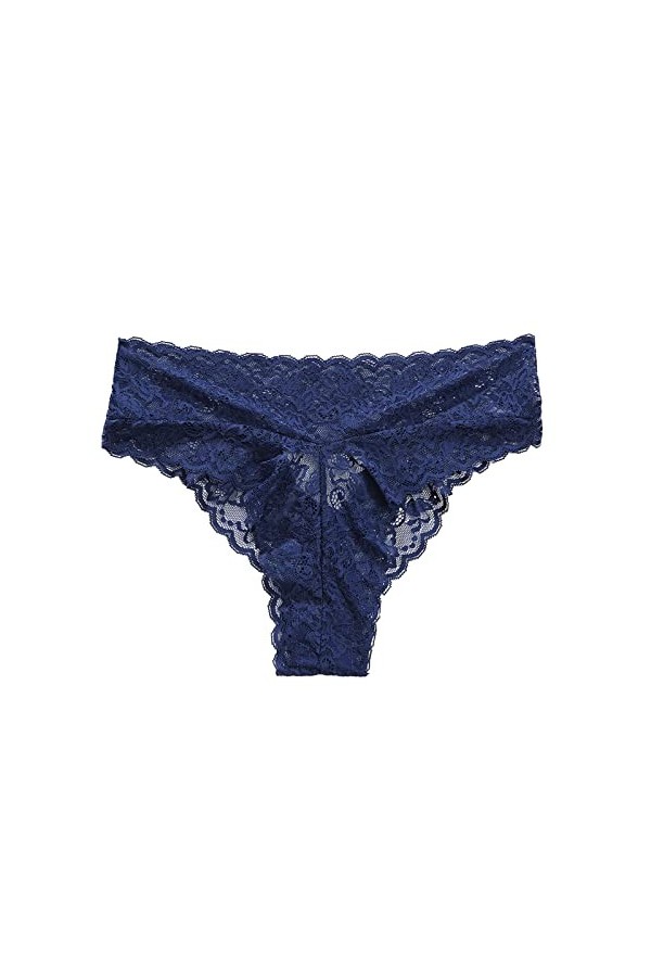Lingerie pour femme - Culotte taille basse sexy en dentelle - Ceinture en V - Lingerie tendance, bleu, M