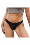 Culotte sexy en dentelle transparente pour femme - Taille basse - Lingerie en maille sans couture, Noir , M