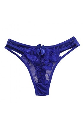 Jiabing Femmes sous-vêtements Tongs Dentelle Culotte G String String Stretch Ladie sous-vêtements brefs Bustier Wax Blue, On