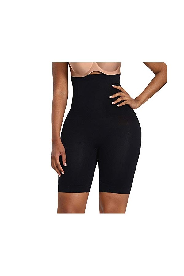 Gsheocm Sous-vêtements de sport pour femme - Coupe abdominale - Taille haute - Taille élastique - Coupe ajustée, Noir , S