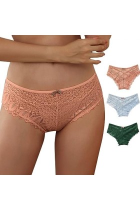 2024 Culotte pour femme en crochet à lacets Culotte sexy ajourée Sous-vêtements pour femmes Couverture sexy, Vert, S