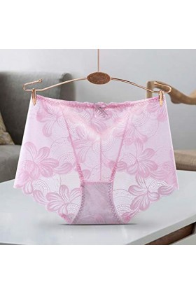 LULER Plus sexy taille basse culotte à lèvres dentelle femmes taille de fichier ouvert lingerie corsages, Rose, XL