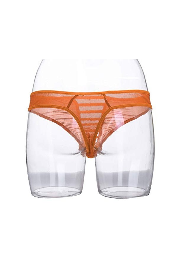 Mode sexy sexy dentelle ruban sous-vêtements pour hommes sous-vêtements sexy pour hommes lingerie rouge dames, Orange, taille